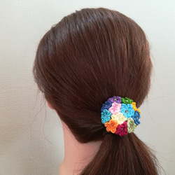 刺繍糸アクセサリー花毬【ヘアゴム】 3枚目の画像