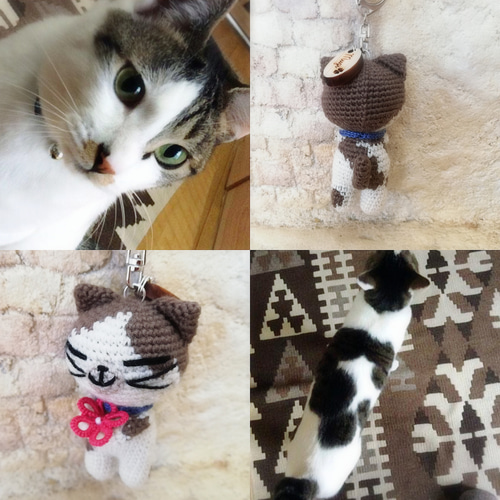 【sample】　あみぐるみ　オーダーメイド　ぬいぐるみ　キーホルダー　猫 【sample】　あみぐるみ　オーダーメイド　ぬいぐるみ　キーホルダー　猫
