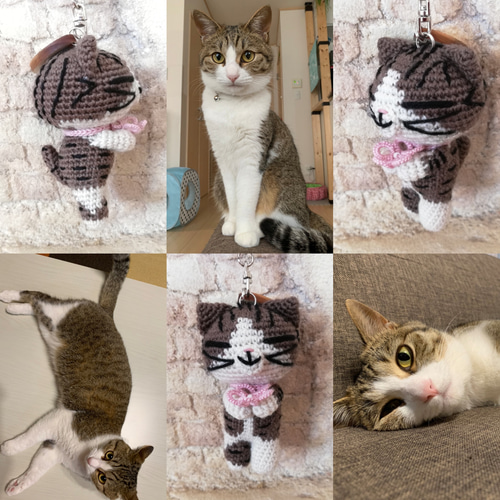 オーダーメイド】お花猫キーホルダー あみぐるみ Kiito(きいと