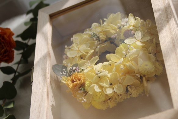 ミニ リース　木製BOX入　イエロー 5枚目の画像