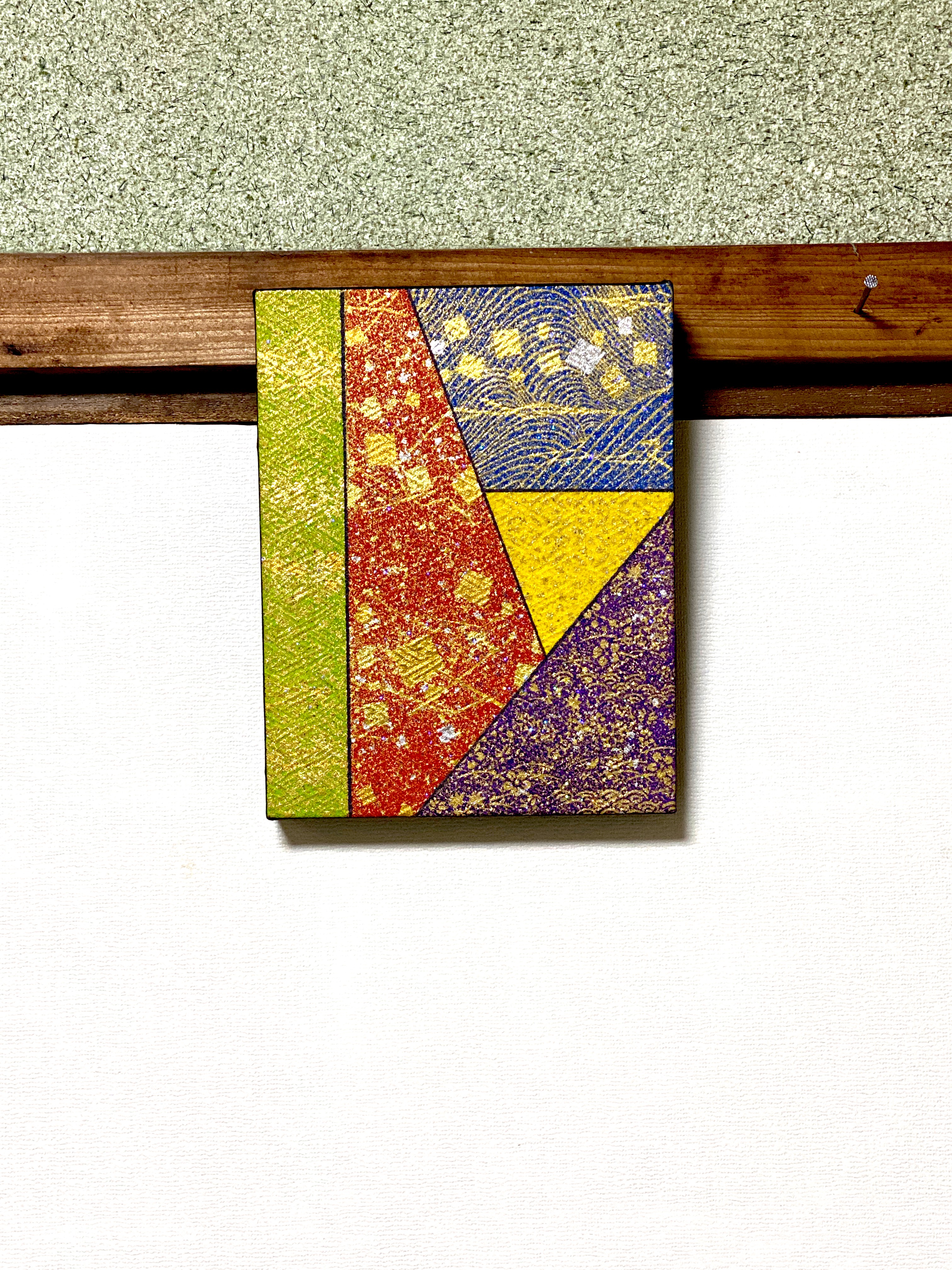 切箔に小紋模様(金彩パネル)原画 絵画 キンサイアート 通販