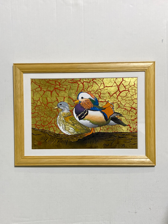 オシドリ(金彩、アクリル画)原画 絵画 キンサイアート 通販