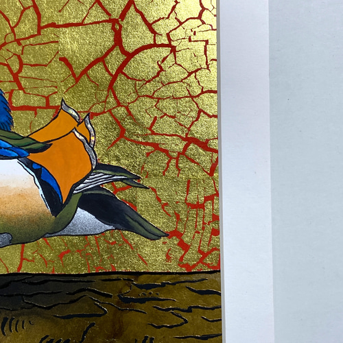 オシドリ(金彩、アクリル画)原画 絵画 キンサイアート 通販 オシドリ(金彩、アクリル画)原画 絵画 キンサイアート 通販