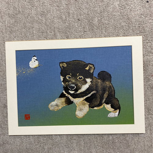 アンティーク風　絵画　黒犬 アンティーク風　絵画　黒犬