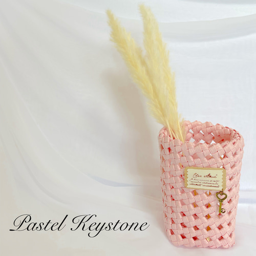 No.13 卓上ゴミ箱 クラフトバンド ダストボックス ピンク ソメイヨシノ