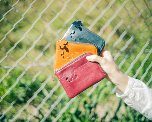 puzz】革のパズルミニウォレット ボルドー コンパクト財布 U0115