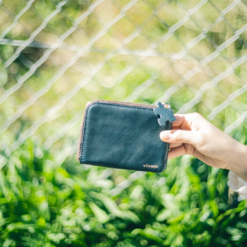 puzz】革のパズルミニウォレット ボルドー コンパクト財布 U0115