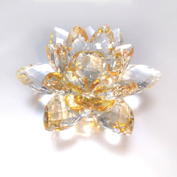 7,花形ガラス素材 透明な淡い黄色ビンテージアクセサリー素材 蓮の花クリスタルガラス置物 その他置物 ☽Strawberry Moon☽ 通販