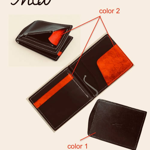 〝オーダー品〟マネークリップ コンパクト財布 カラーオーダー】マネークリップ財布(小銭入れ付き)／ミネルバ