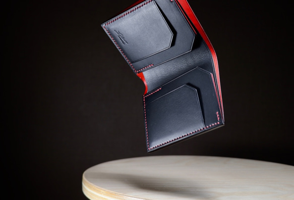 SPINA-コンパクト財布-  ブラック×パパベロ 1枚目の画像