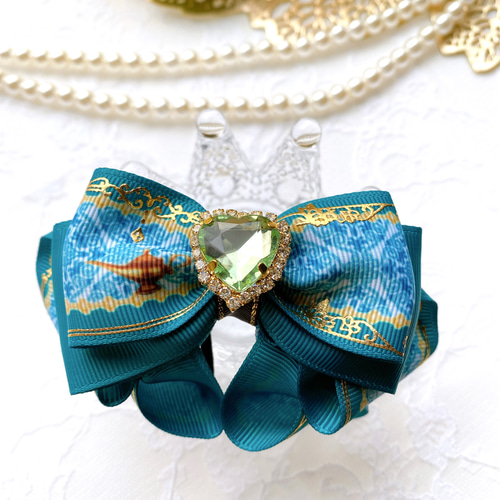 マーメイド ひらひらリボン♡ツイン♡ヘアゴム♡グリーングラデ