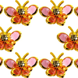 金屬茶花蝴蝶型 10 件套透明粉紅色帶石裝飾 18 x 15 毫米 SA-P860 第1張的照片
