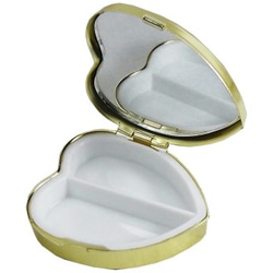 B類產品帶鏡子移動藥丸盒6件心形金色 第1張的照片