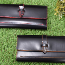 特別キャンペイン 40%OFF】本革長財布 黒ベースにステッチ 2色展開 長