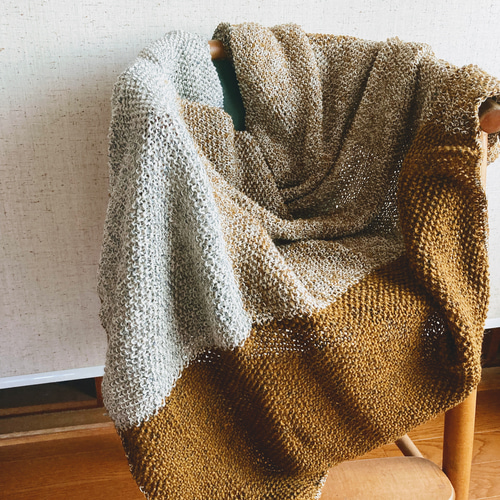 かのこ編みニットのフワフワストール カラシ ストール a.tede 通販