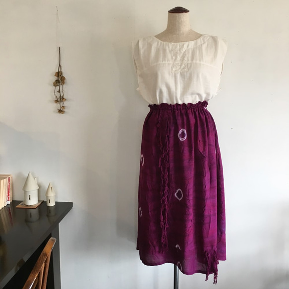 紫染色☆條紋裙部（鄰 -  SC-009） 第3張的照片