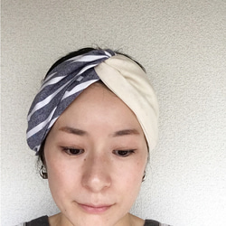 軟W¯¯紗布和條紋☆橫頭巾（OT-K-071） 第5張的照片