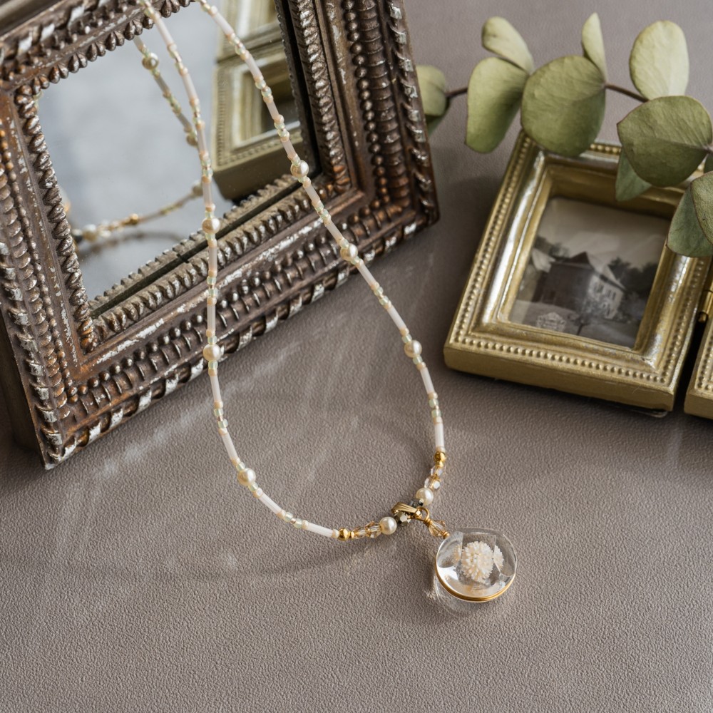 ケサランパサラン　ビーズネックレス　14kgf