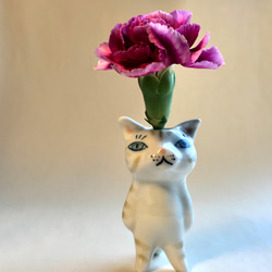 有田焼【花器】猫(小) 一輪挿し (下絵付け定番タイプ) 茶猫 一輪挿し