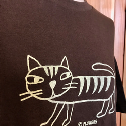 猫Tシャツ(レモンイエロー、こげ茶、カーキ) 3枚目の画像