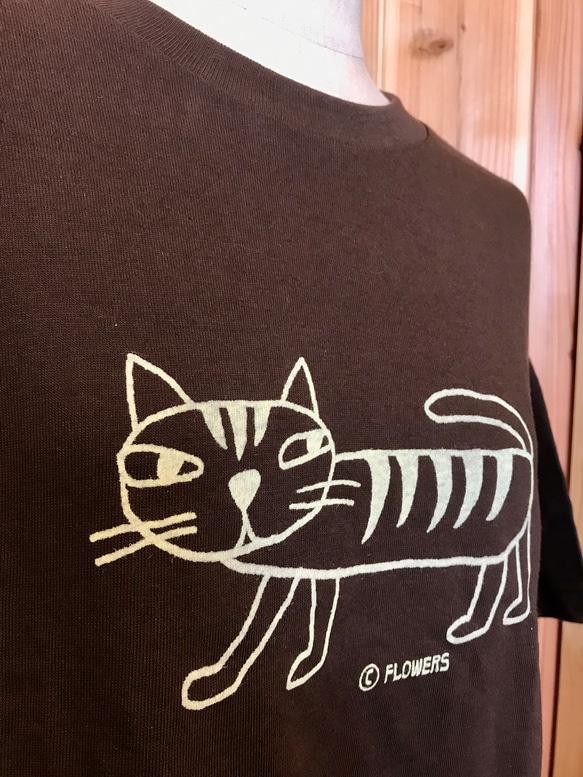 猫Tシャツ(レモンイエロー、こげ茶、カーキ) 3枚目の画像