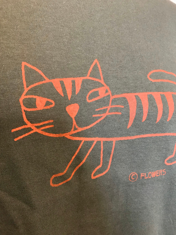 猫Tシャツ(レモンイエロー、こげ茶、カーキ) 5枚目の画像