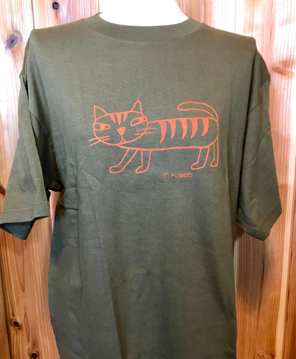 猫Tシャツ(レモンイエロー、こげ茶、カーキ) 6枚目の画像