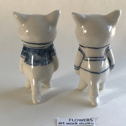 磁器【置物】猫(小) マッハにゃん、セーラーにゃん その他置物
