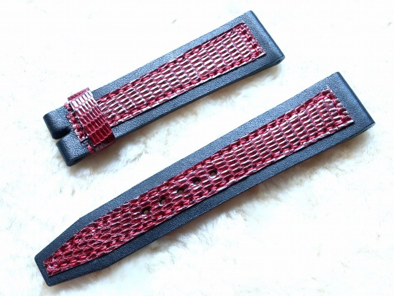 腕時計ベルト 20-18mm ブラック＆エンジ #94