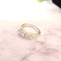 純銀　桜リング　約9〜10号　桜満開ピュアシルバーリング　指輪 3枚目の画像