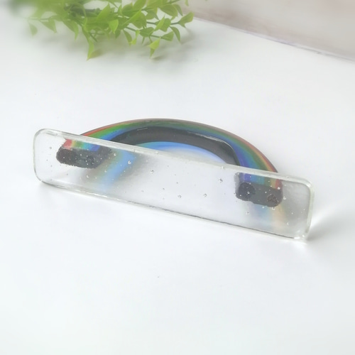 新作WEEK2021』ガラス製 虹の橋の置物 虹の置物 虹のオブジェ 透明台座