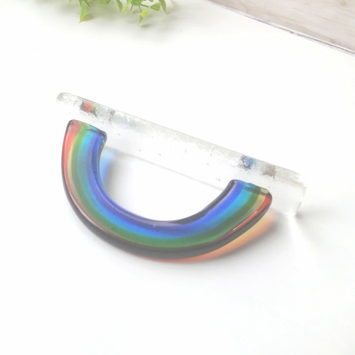 新作WEEK2021』ガラス製 虹の橋の置物 虹の置物 虹のオブジェ 透明台座