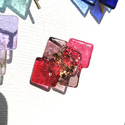 ローズピンク系カラーガラスのポニーフック　ヘアアクセサリー　髪飾り　新作2021 6枚目の画像
