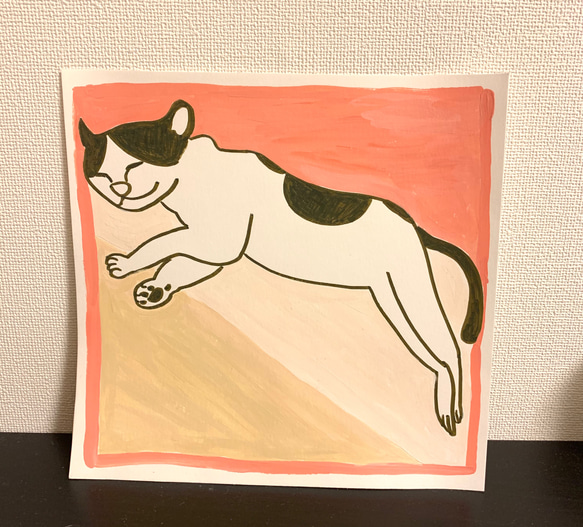 寝転んでる猫の絵 1枚目の画像