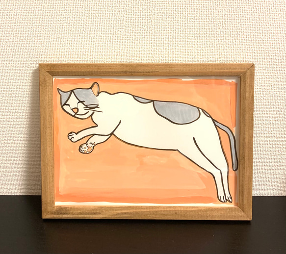 寝転んでる猫の絵 イラスト Purple 通販 11096133｜Creema(クリーマ