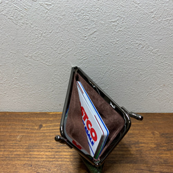 姫路レザーmini miniカードがま口財布◆グリーン　緑色の財布　名刺入れ　カード入れ　ミニマム　ミニマル 3枚目の画像