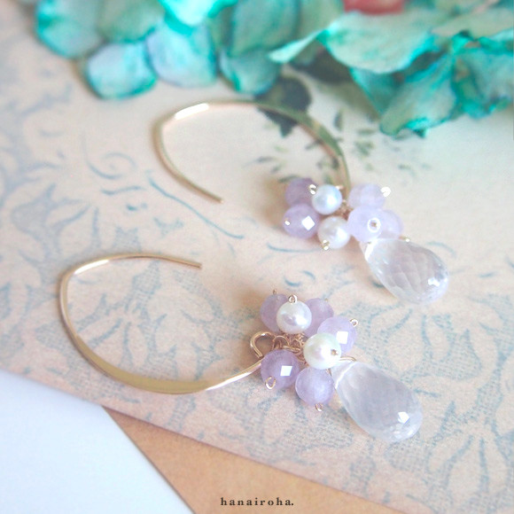 *14kfg ♢ ブルームーンクォーツの菫雫ピアス 〜moon amethyst〜 *