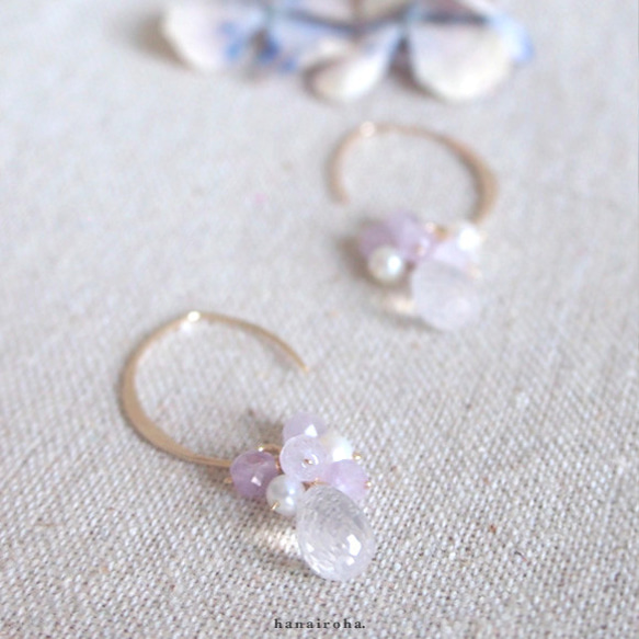 *14kfg ♢ ブルームーンクォーツの菫雫ピアス 〜moon amethyst〜 * 3枚目の画像