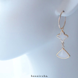 *14kgf ♢ グラスタッセル フープピアス/イヤリング ~whiteopal~ *2WAY 3枚目の画像