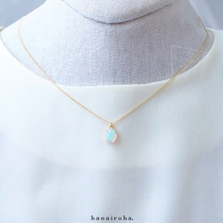 【10月誕生石】*14kgf ♢ プレシャスオパールの一粒ネックレス ~オーロラのネックレス~ 3枚目の画像