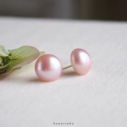 *14kgf ♢ 桜真珠の耳飾り ピアス/イヤリング  *高品質淡水ボタンパール 約12mm 5枚目の画像