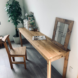 M'sワークデスク長机作業台天然木ハンドメイドテーブル(ミディアムウォルナット) 2枚目の画像