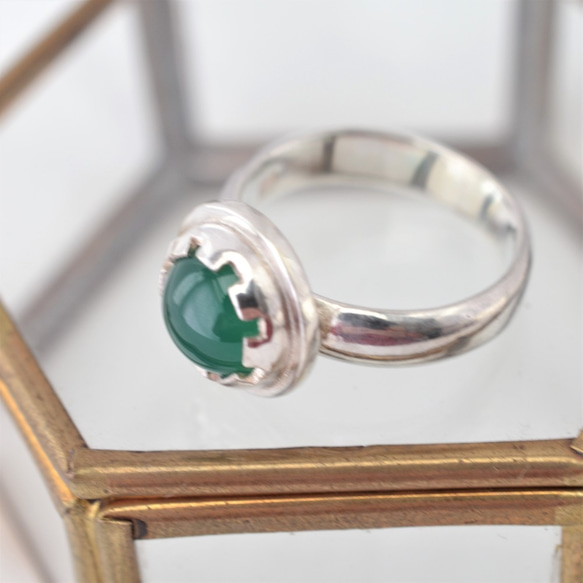 グリーンアゲート　銀の指輪　－64－ 2枚目の画像