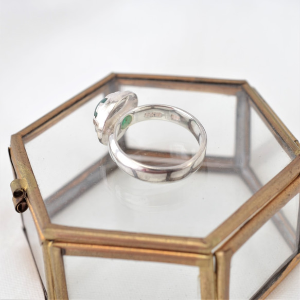 グリーンアゲート　銀の指輪　－64－ 4枚目の画像