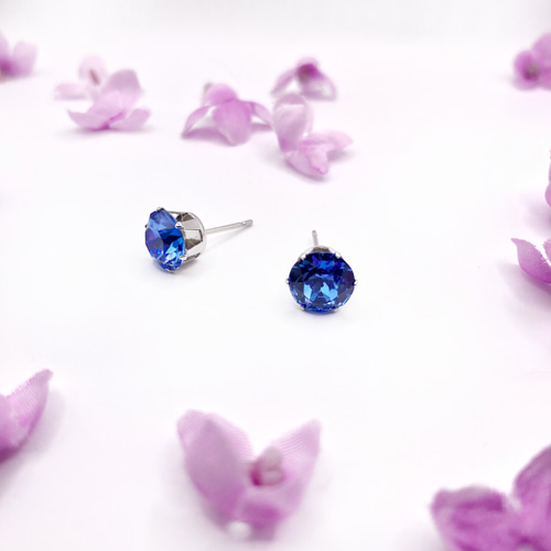 1粒ピアス（サファイア）シルバー ピアス（スタッド・一粒