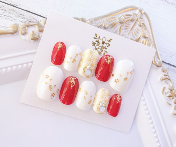 ネイルチップ 和装 結婚式 和柄 着物 色打掛 白 b/f コスメ・美容 ネイルチップ 和装 結婚式 和柄 着物 色打掛 白