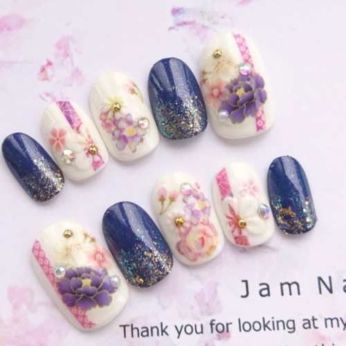 No.016】ネイルチップ♡成人式・和柄・お花・前撮り【手数料込