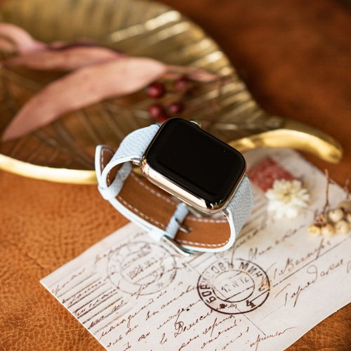 Apple Watch レザーベルト（44MM／40MM） ヴォー・エプソン/ブルー