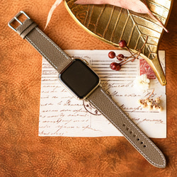 Apple Watch レザーベルト（44MM／40MM） ヴォー・エプソン/エトゥープxヴォー・バレニア/ゴールド 1枚目の画像