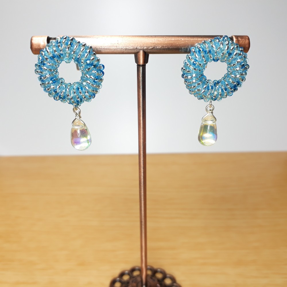 素晴らしいブルーのビーズのイヤリングアクセサリー / 3.00 cm